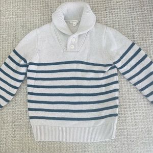 NEW J. Crew Crewcuts Boys Cotton Striped Shawl Collar Sweater Sz 6 7 Ivory Navy